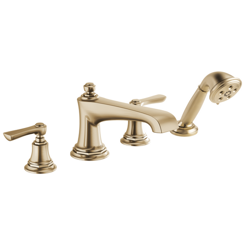 Brizo Rook Roman Tub Faucet with Handshower - Less Handles - Complete Kit - Brilliance® Luxe Gold®