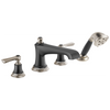Brizo Rook Roman Tub Faucet with Handshower - Less Handles - Complete Kit - Matte Black / Brilliance® Luxe Nickel®