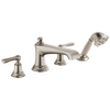 Brizo Rook Roman Tub Faucet with Handshower - Less Handles - Complete Kit - Brilliance® Luxe Nickel®