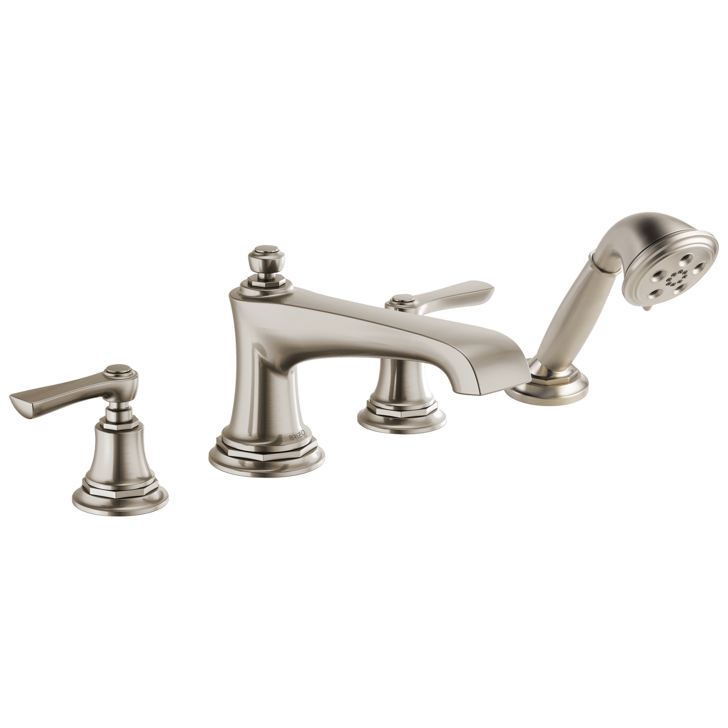 Brizo Rook Roman Tub Faucet with Handshower - Less Handles - Complete Kit - Brilliance® Luxe Nickel®