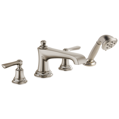 Brizo Rook Roman Tub Faucet with Handshower - Less Handles - Complete Kit - Brilliance® Luxe Nickel®