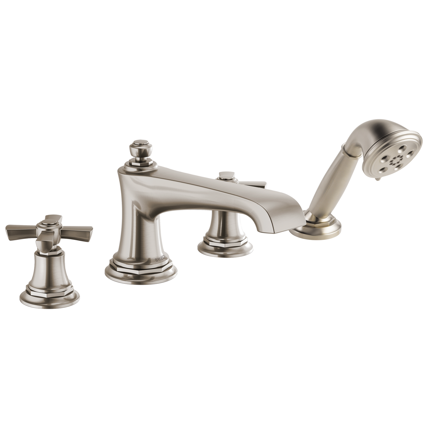 Brizo Rook Roman Tub Faucet with Handshower - Less Handles - Complete Kit - Brilliance® Luxe Nickel®