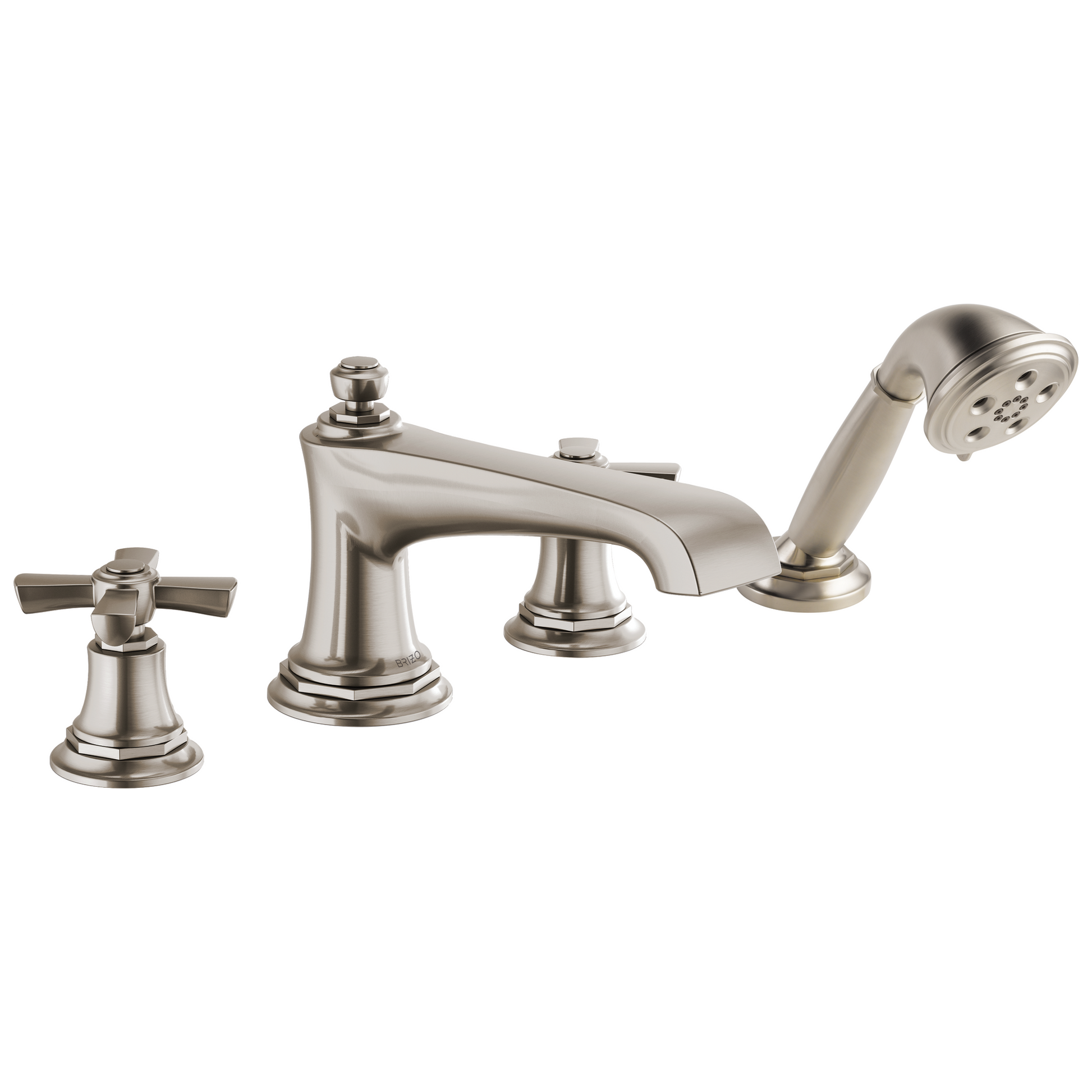 Brizo Rook Roman Tub Faucet with Handshower - Less Handles - Complete Kit - Brilliance® Luxe Nickel®