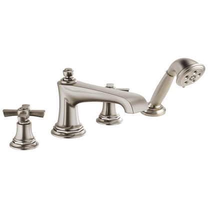 Brizo Rook Roman Tub Faucet with Handshower - Less Handles - Complete Kit - Brilliance® Luxe Nickel®