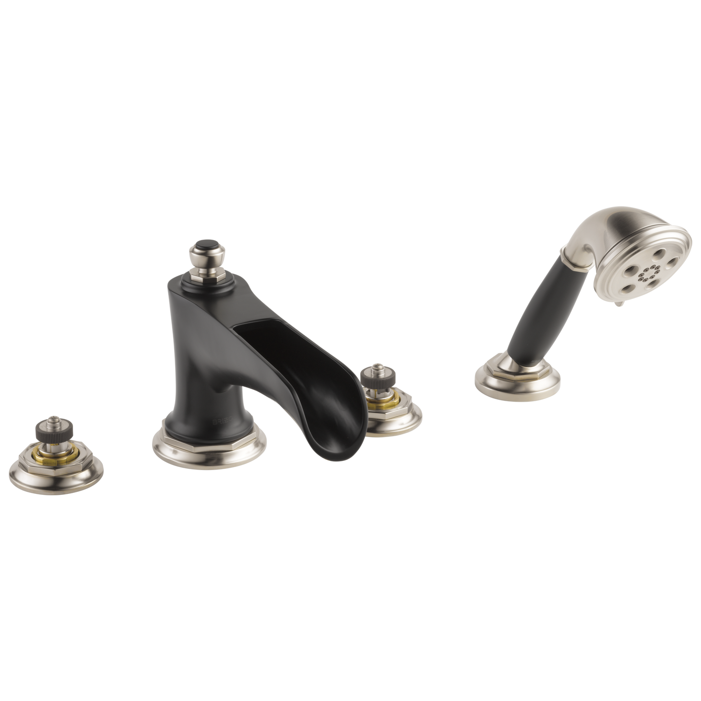 Rook Roman Tub Trim with Hand Shower - Less Handles - Matte Black / Brilliance® Luxe Nickel®