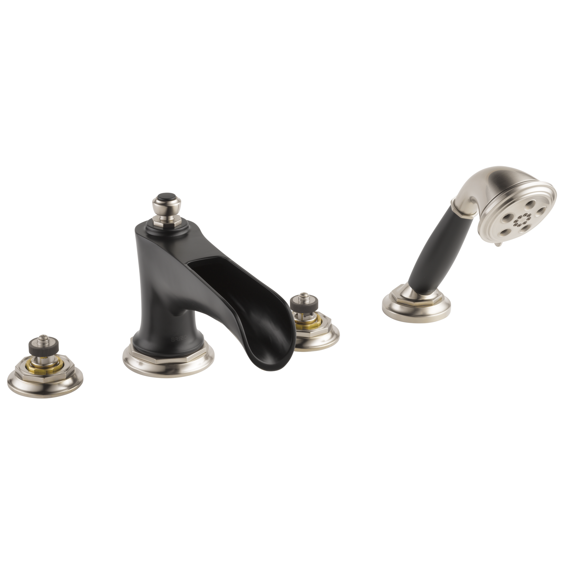 Rook Roman Tub Trim with Hand Shower - Less Handles - Matte Black / Brilliance® Luxe Nickel®