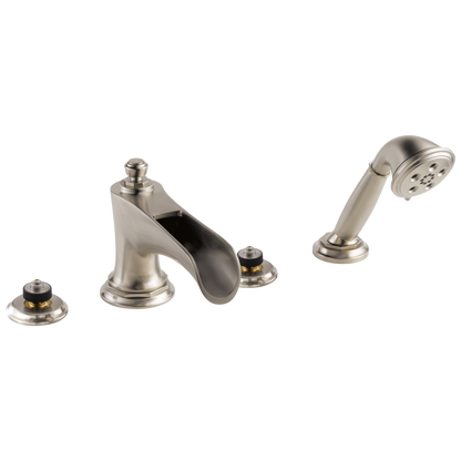 Rook Roman Tub Trim with Hand Shower - Less Handles - Brilliance® Luxe Nickel®
