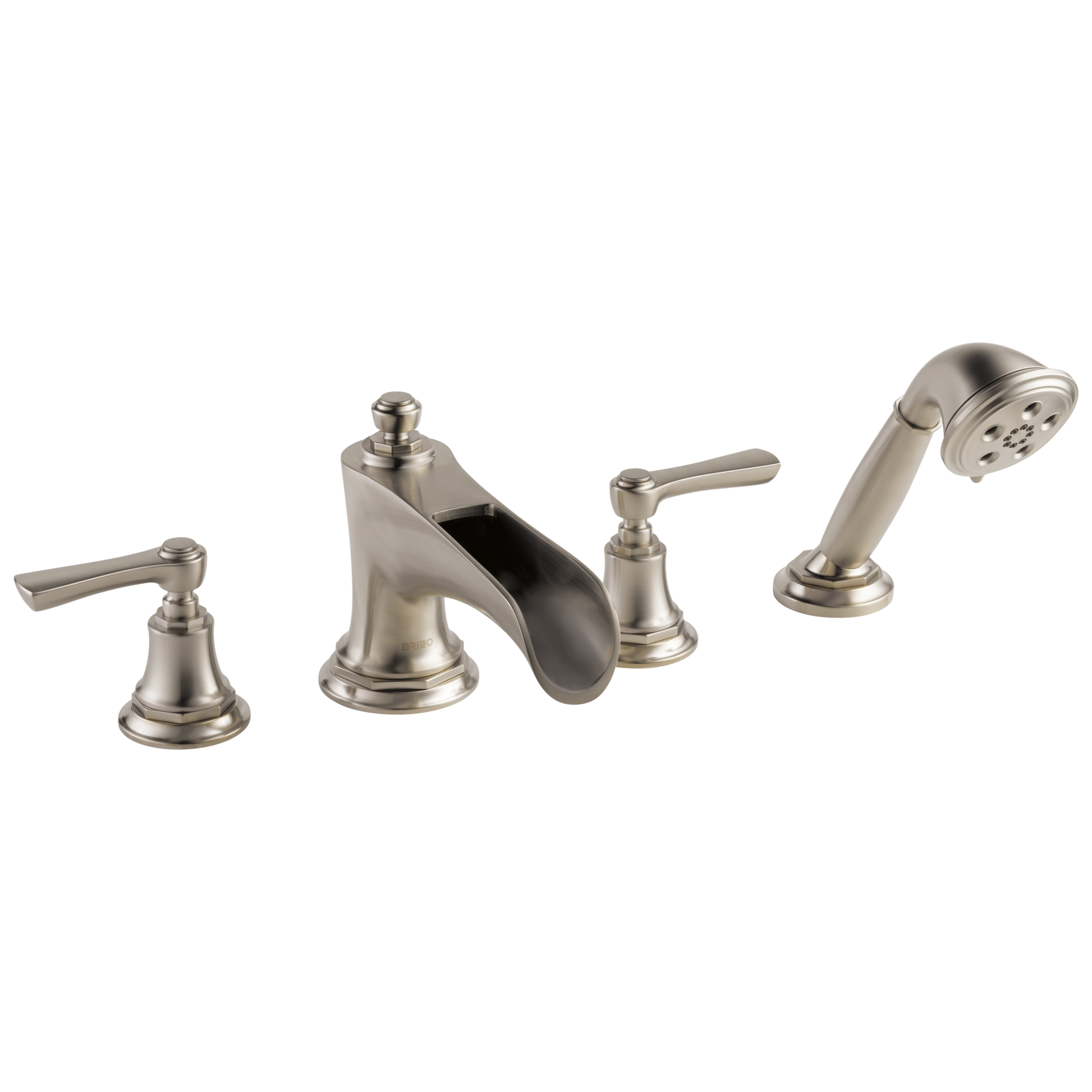 Brizo Rook Roman Tub Trim with Hand Shower - Less Handles - Complete Kit - Brilliance® Luxe Nickel®