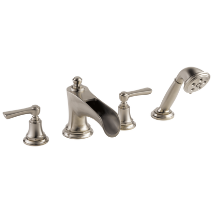 Brizo Rook Roman Tub Trim with Hand Shower - Less Handles - Complete Kit - Brilliance® Luxe Nickel®
