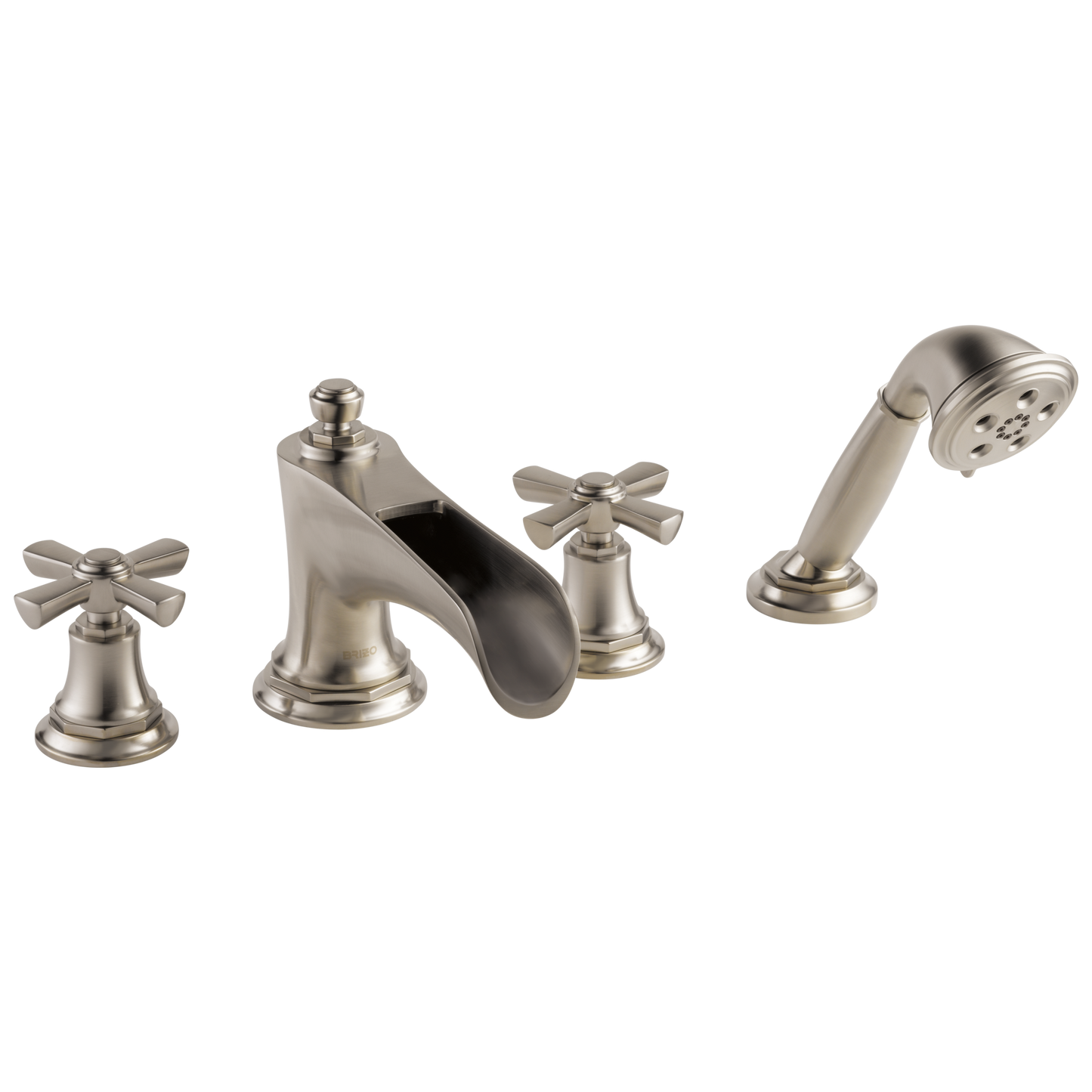 Brizo Rook Roman Tub Trim with Hand Shower - Less Handles - Complete Kit - Brilliance® Luxe Nickel®