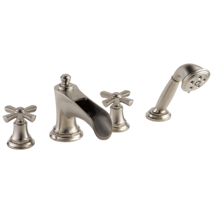 Brizo Rook Roman Tub Trim with Hand Shower - Less Handles - Complete Kit - Brilliance® Luxe Nickel®
