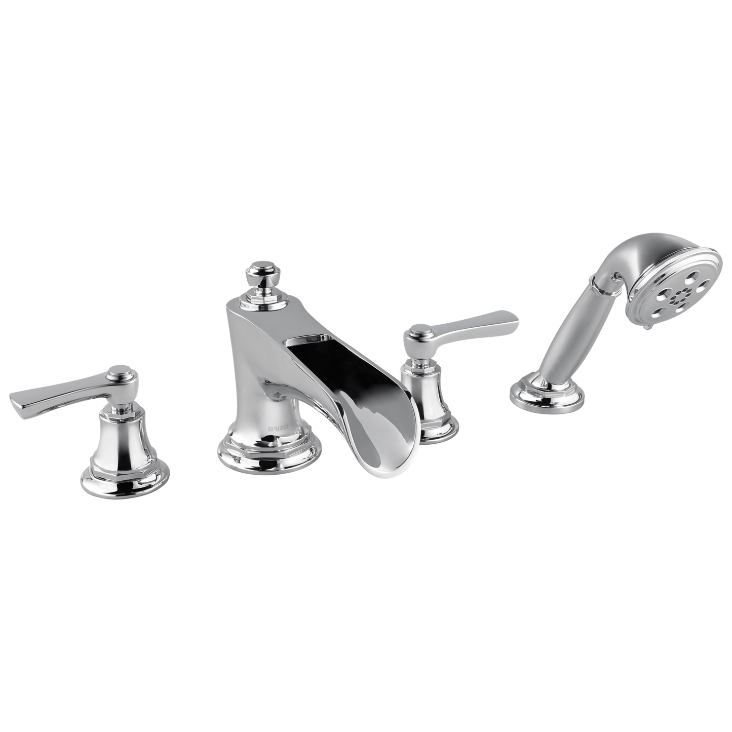 Brizo Rook Roman Tub Trim with Hand Shower - Less Handles - Complete Kit - Polished Chrome