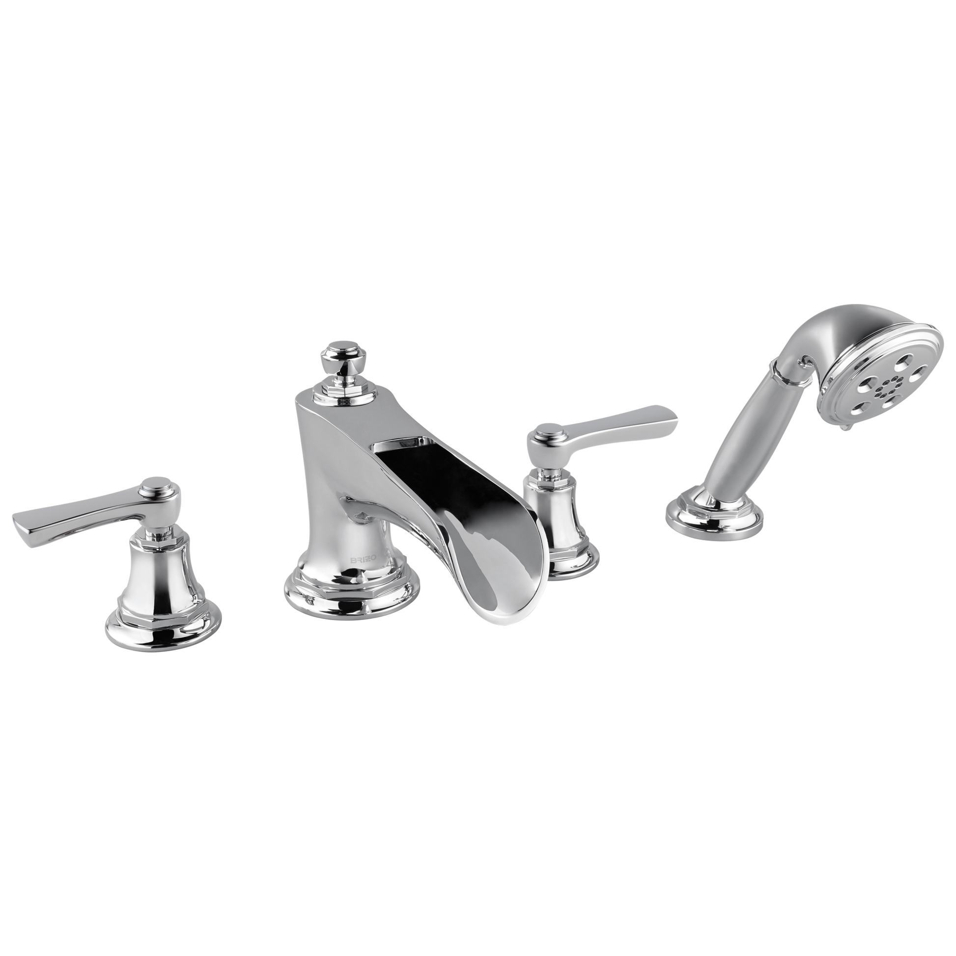 Brizo Rook Roman Tub Trim with Hand Shower - Less Handles - Complete Kit - Polished Chrome