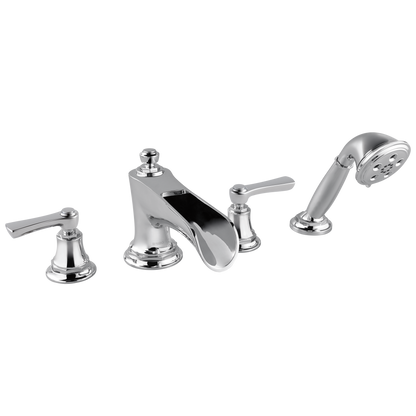 Brizo Rook Roman Tub Trim with Hand Shower - Less Handles - Complete Kit - Polished Chrome