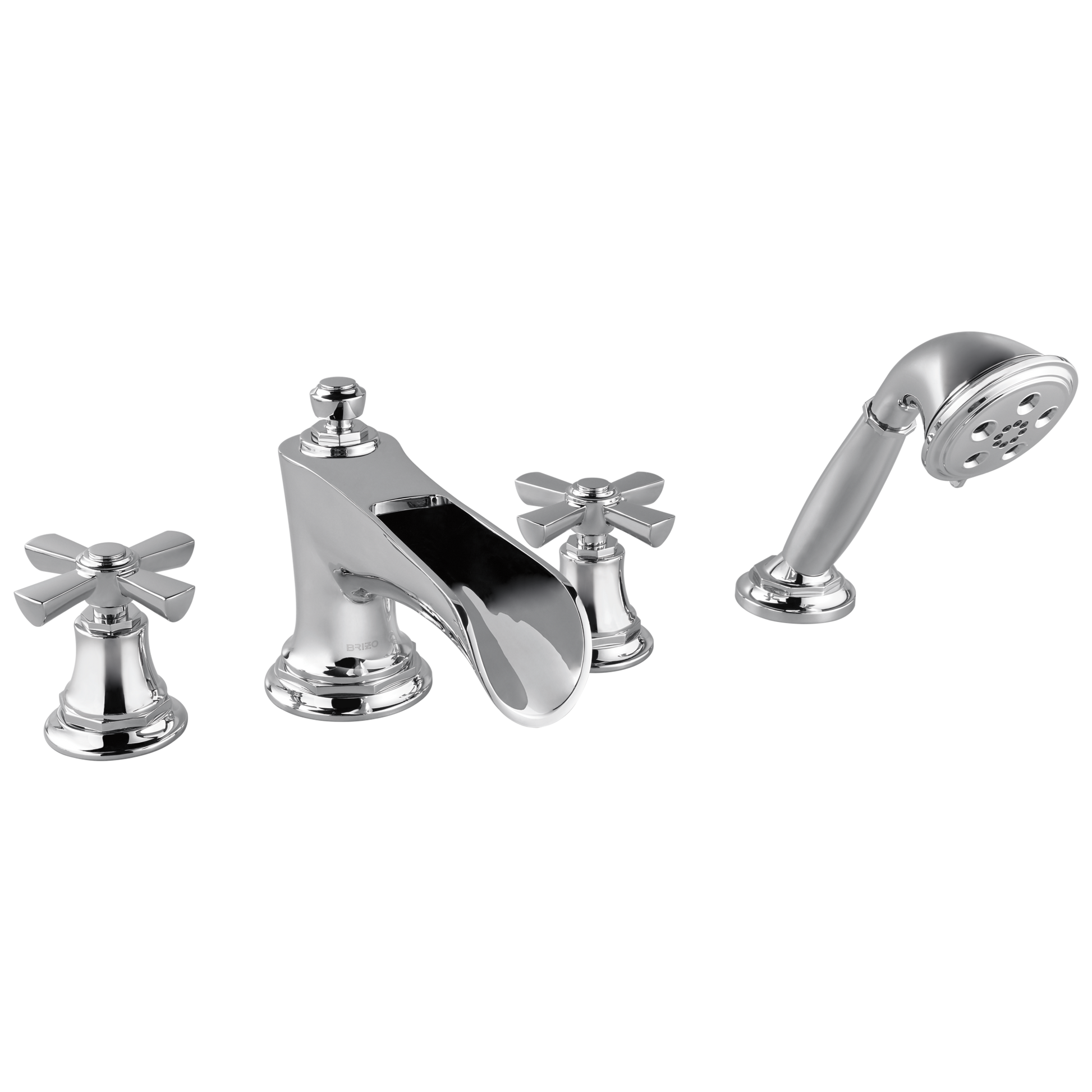 Brizo Rook Roman Tub Trim with Hand Shower - Less Handles - Complete Kit - Polished Chrome