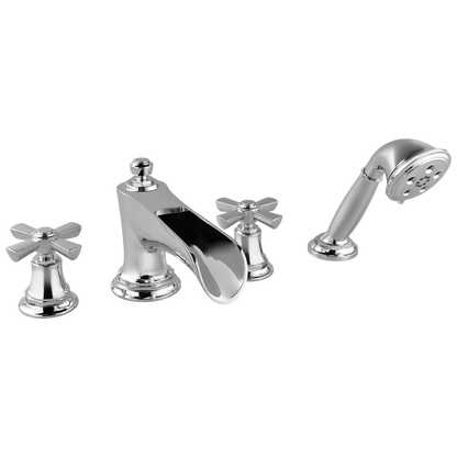 Brizo Rook Roman Tub Trim with Hand Shower - Less Handles - Complete Kit - Polished Chrome