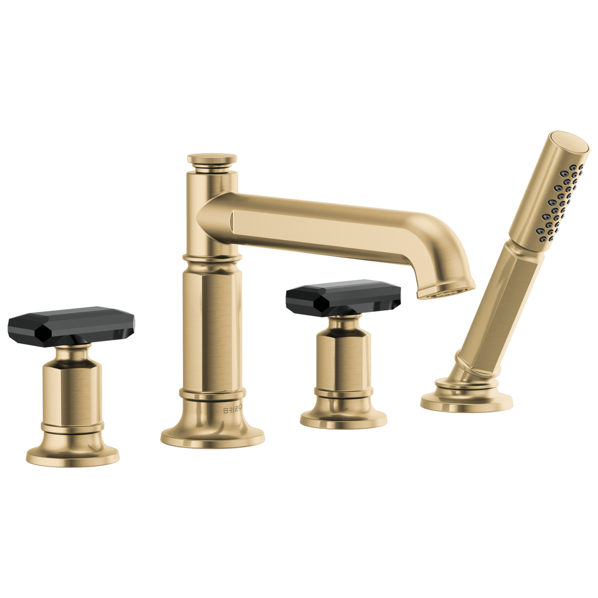 Brizo Invari Roman Tub Faucet With Handshower - Less Handles - Complete Kit - Brilliance® Luxe Gold®