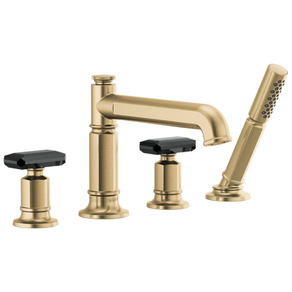 Brizo Invari Roman Tub Faucet With Handshower - Less Handles - Complete Kit - Brilliance® Luxe Gold®