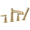Brizo Invari Roman Tub Faucet With Handshower - Less Handles - Complete Kit - Brilliance® Luxe Gold®