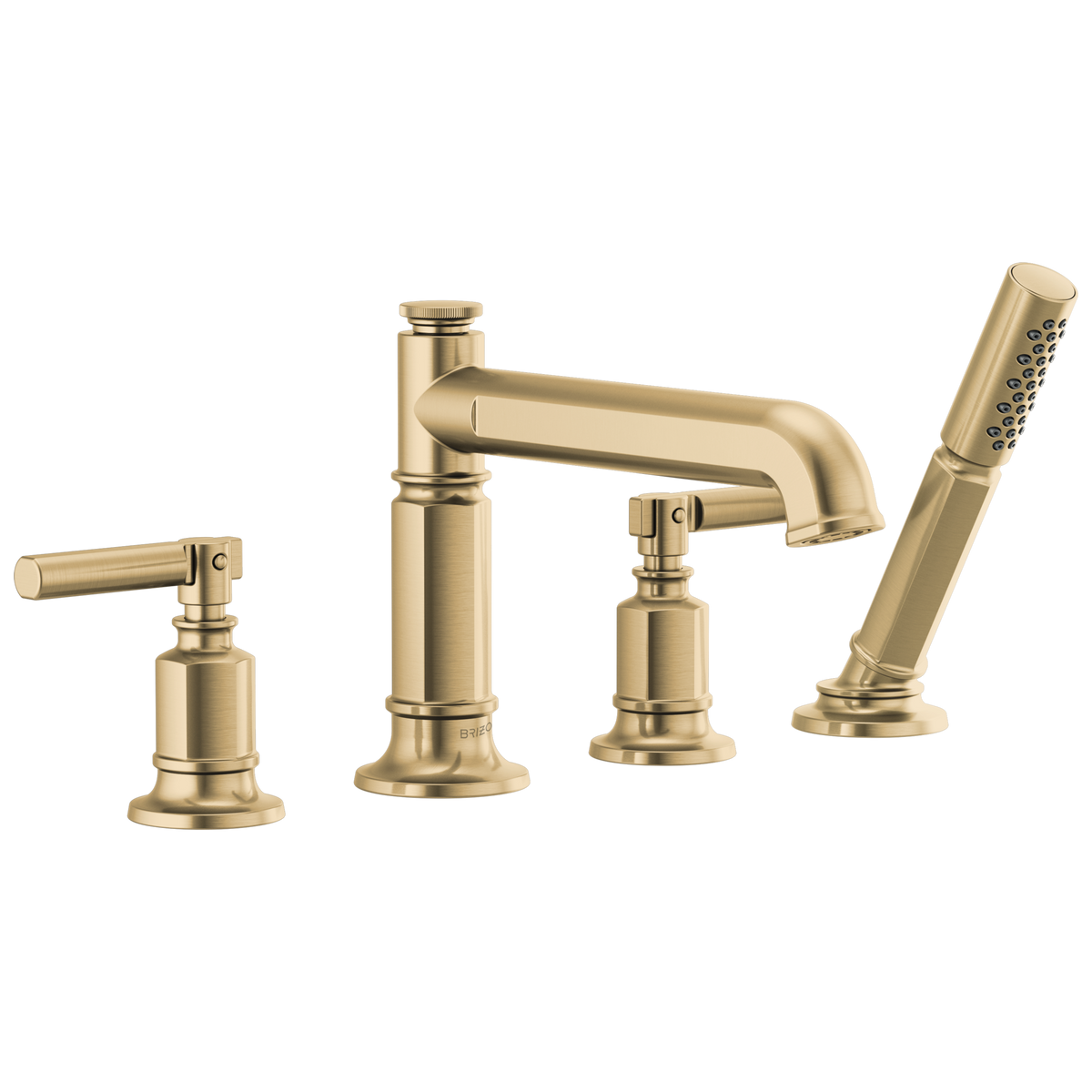 Brizo Invari Roman Tub Faucet With Handshower - Less Handles - Complete Kit - Brilliance® Luxe Gold®