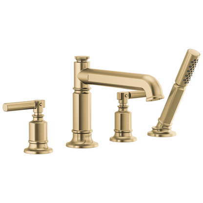 Brizo Invari Roman Tub Faucet With Handshower - Less Handles - Complete Kit - Brilliance® Luxe Gold®
