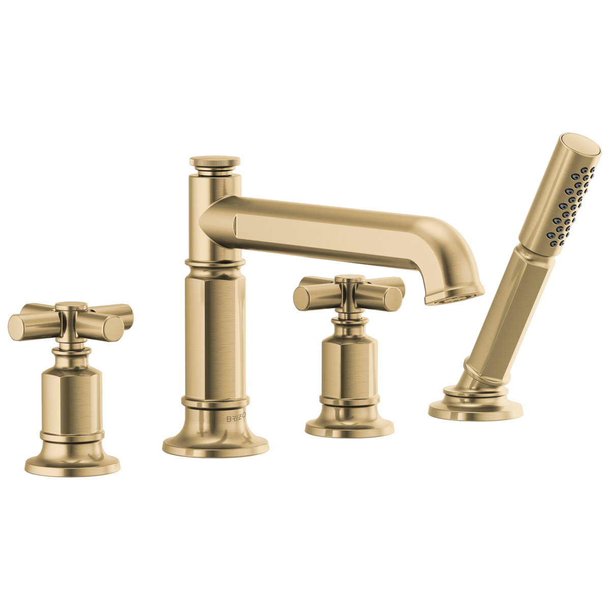 Brizo Invari Roman Tub Faucet With Handshower - Less Handles - Complete Kit - Brilliance® Luxe Gold®
