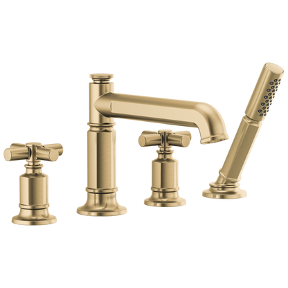 Brizo Invari Roman Tub Faucet With Handshower - Less Handles - Complete Kit - Brilliance® Luxe Gold®