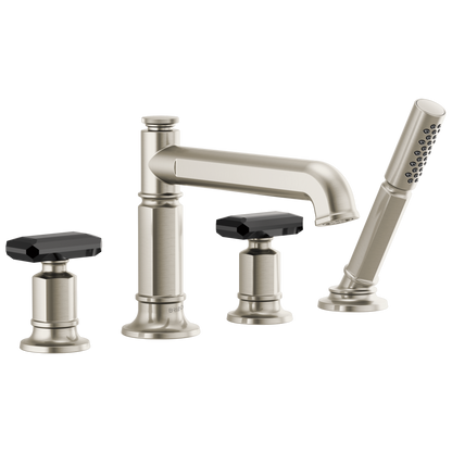 Brizo Invari Roman Tub Faucet With Handshower - Less Handles - Complete Kit - Brilliance® Luxe Nickel®