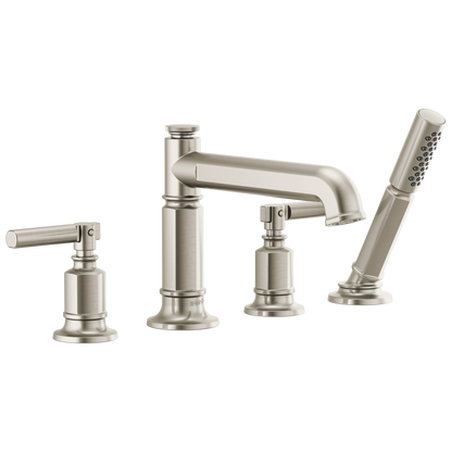 Brizo Invari Roman Tub Faucet With Handshower - Less Handles - Complete Kit - Brilliance® Luxe Nickel®