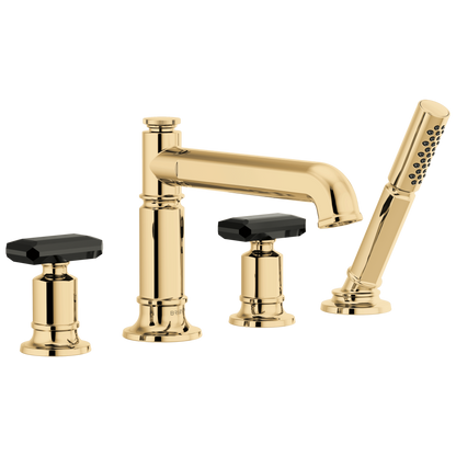 Brizo Invari Roman Tub Faucet With Handshower - Less Handles - Complete Kit - Brilliance® Polished Gold