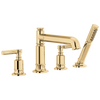 Brizo Invari Roman Tub Faucet With Handshower - Less Handles - Complete Kit - Brilliance® Polished Gold