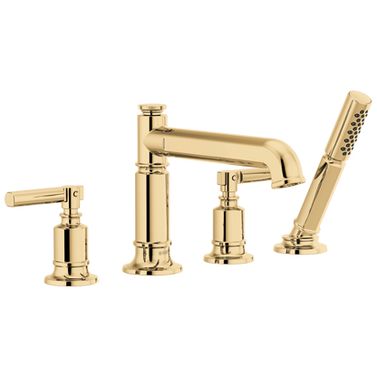 Brizo Invari Roman Tub Faucet With Handshower - Less Handles - Complete Kit - Brilliance® Polished Gold