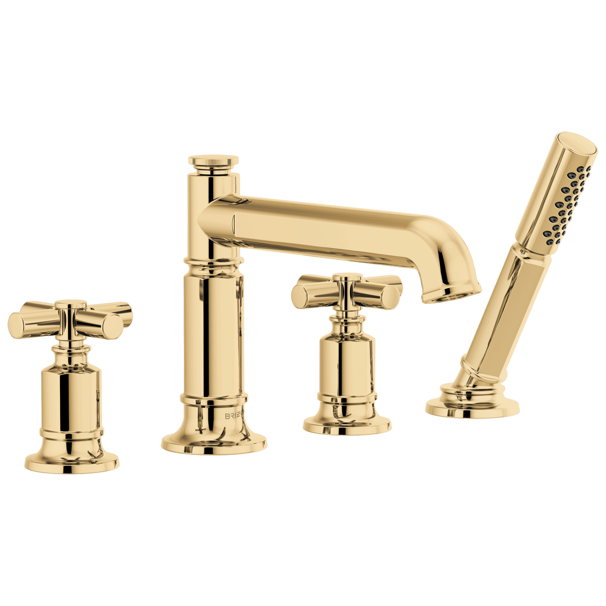 Brizo Invari Roman Tub Faucet With Handshower - Less Handles - Complete Kit - Brilliance® Polished Gold