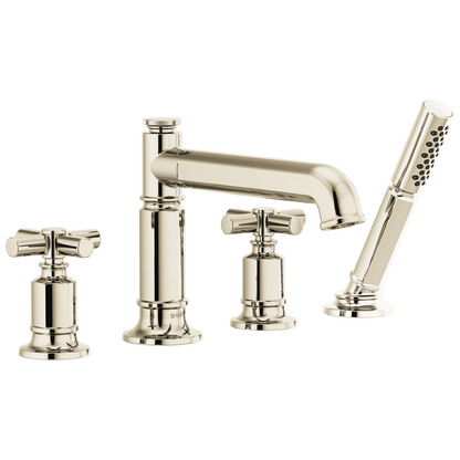Brizo Invari Roman Tub Faucet With Handshower - Less Handles - Complete Kit - Brilliance® Polished Nickel