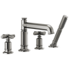 Brizo Invari Roman Tub Faucet With Handshower - Less Handles - Complete Kit - Brilliance® Luxe Steel®
