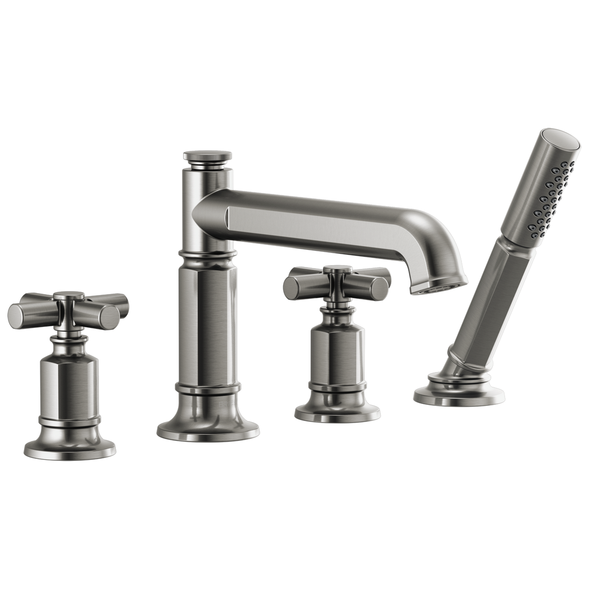Brizo Invari Roman Tub Faucet With Handshower - Less Handles - Complete Kit - Brilliance® Luxe Steel®