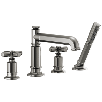 Brizo Invari Roman Tub Faucet With Handshower - Less Handles - Complete Kit - Brilliance® Luxe Steel®