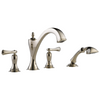 Brizo Charlotte Roman Tub Faucet with Hand Shower Trim - Less Handles - Complete Kit - Brilliance® Polished Nickel