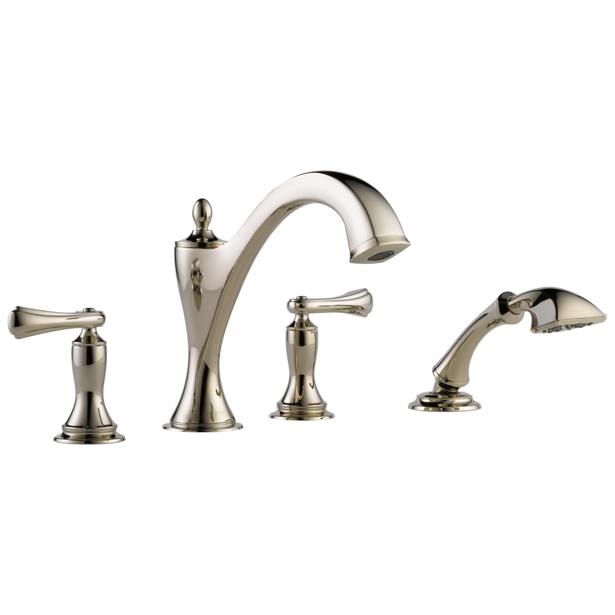Brizo Charlotte Roman Tub Faucet with Hand Shower Trim - Less Handles - Complete Kit - Brilliance® Polished Nickel
