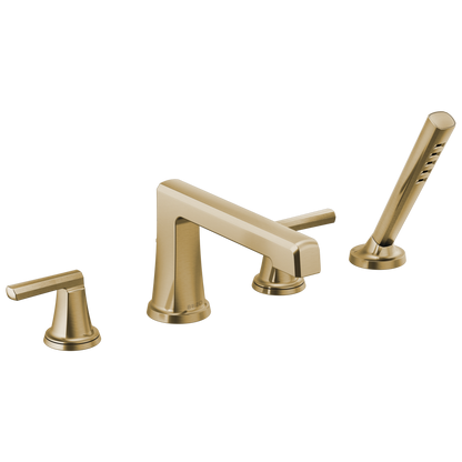 Brizo Levoir Roman Tub Faucet With Handshower - Less Handles - Complete Kit - Brilliance® Luxe Gold®