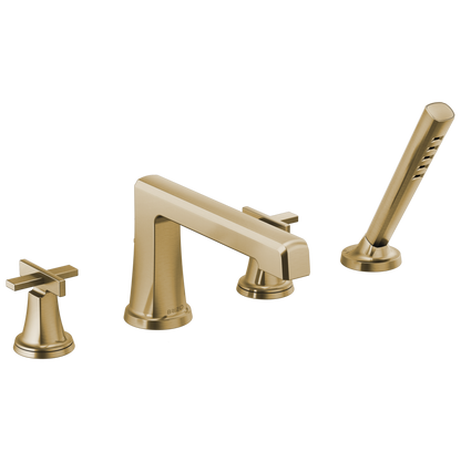 Brizo Levoir Roman Tub Faucet With Handshower - Less Handles - Complete Kit - Brilliance® Luxe Gold®