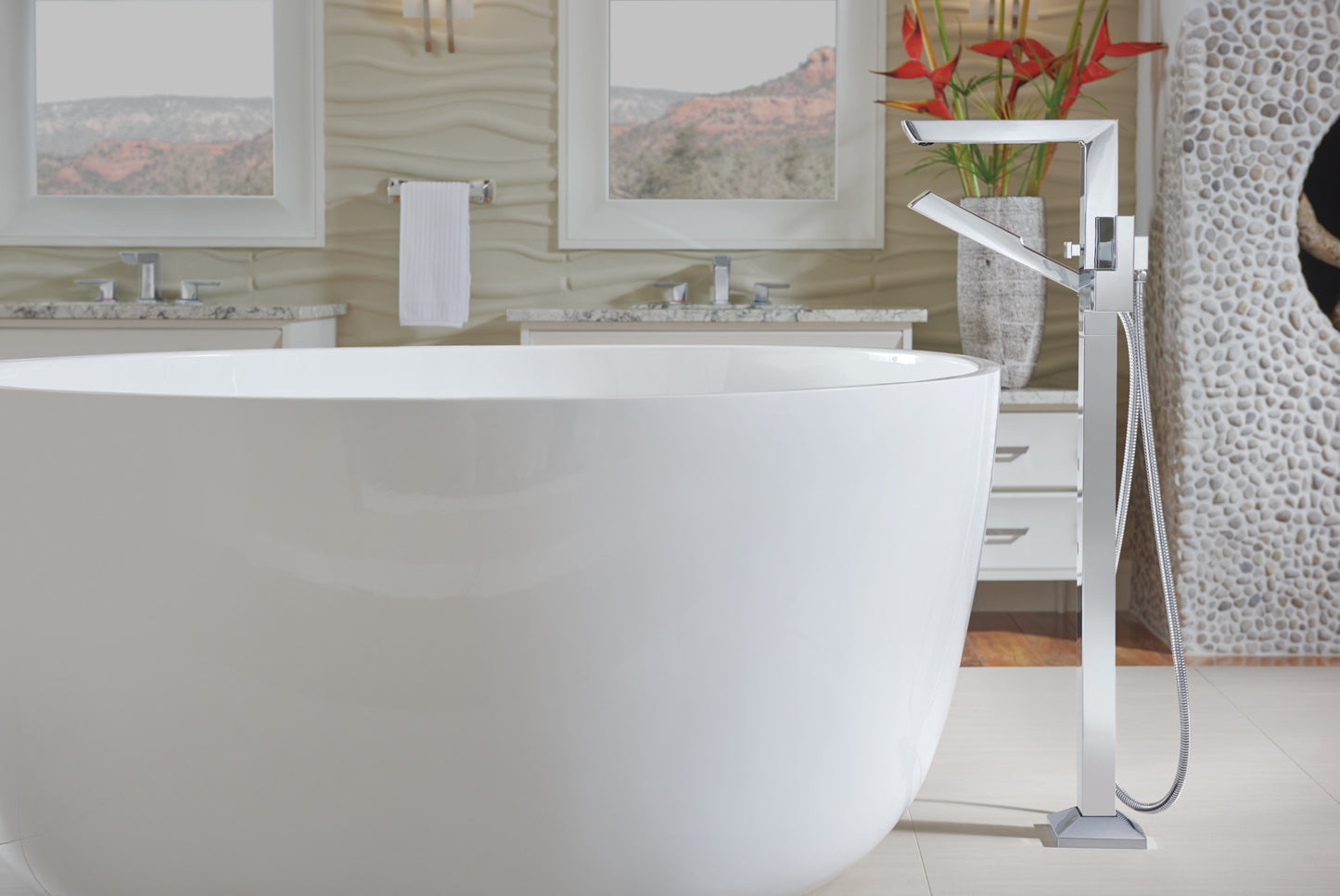 Vettis Single-Handle Floor Mount Tub Filler lifestyle
