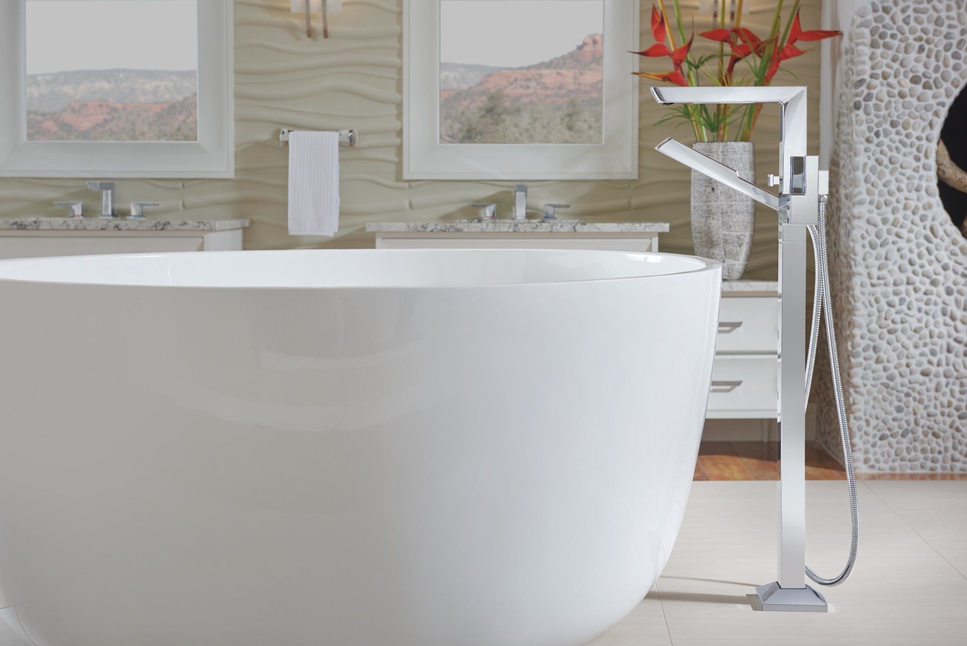 Vettis Single-Handle Floor Mount Tub Filler lifestyle