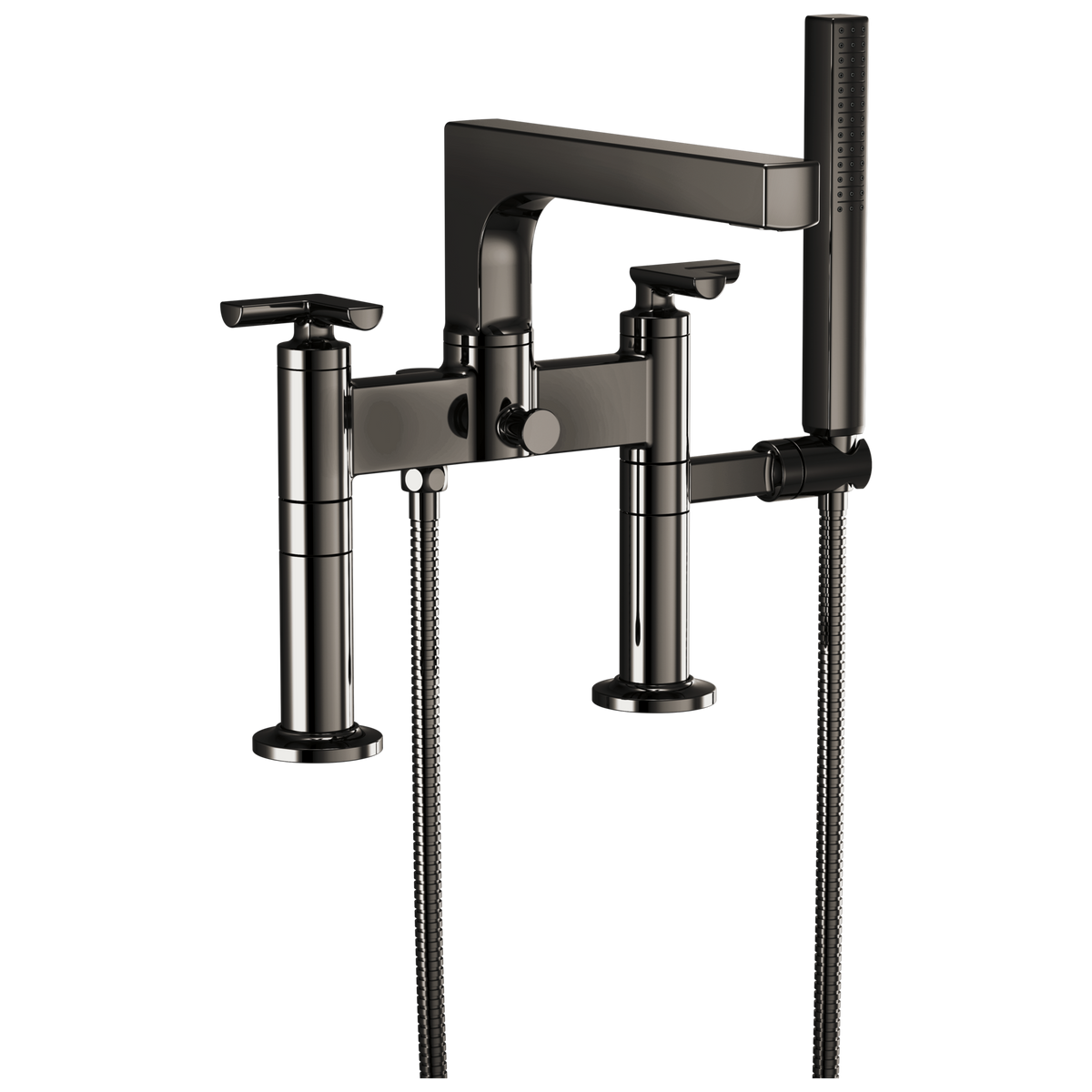 Brizo Kintsu Two-Handle Tub Filler Trim Kit With Cross Handles - Complete Kit - Brilliance® Black Onyx