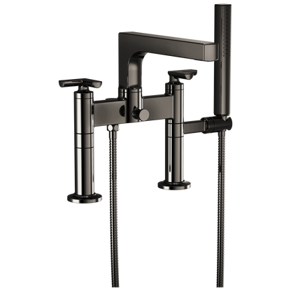 Brizo Kintsu Two-Handle Tub Filler Trim Kit With Cross Handles - Complete Kit - Brilliance® Black Onyx