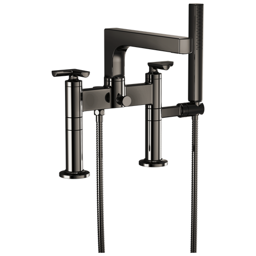 Brizo Kintsu Two-Handle Tub Filler Trim Kit With Cross Handles - Complete Kit - Brilliance® Black Onyx