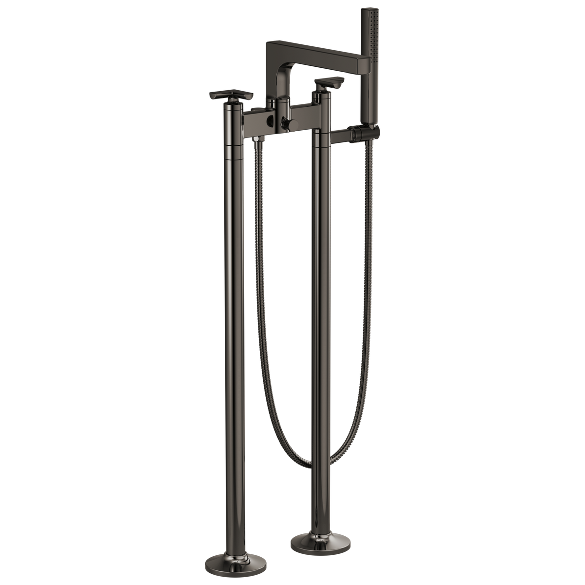 Brizo Kintsu Two-Handle Tub Filler Trim Kit With Cross Handles - Complete Kit - Brilliance® Black Onyx