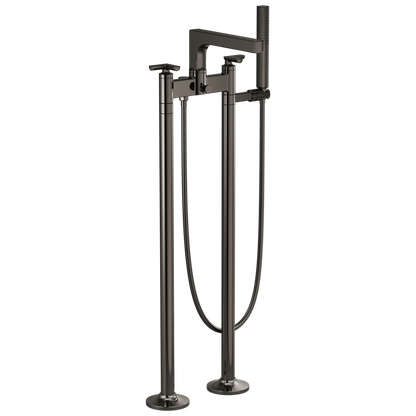 Brizo Kintsu Two-Handle Tub Filler Trim Kit With Cross Handles - Complete Kit - Brilliance® Black Onyx