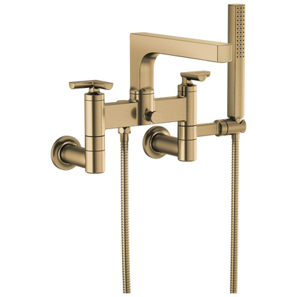 Brizo Kintsu Two-Handle Tub Filler Trim Kit With Cross Handles - Complete Kit - Brilliance® Luxe Gold®