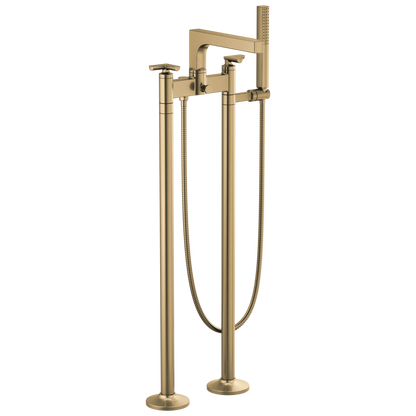 Brizo Kintsu Two-Handle Tub Filler Trim Kit With Cross Handles - Complete Kit - Brilliance® Luxe Gold®